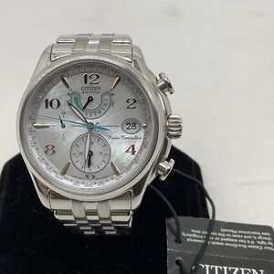 New Citizen Solar Powered, Radio Controlled Silver Watch,  Mother of Pearl face
